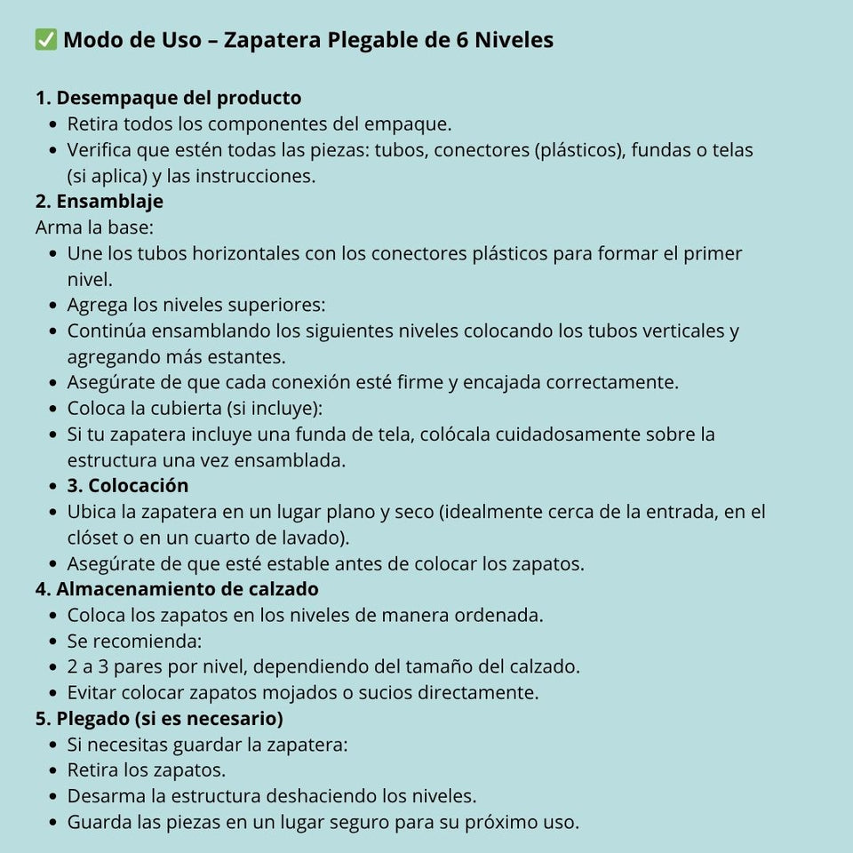 Zapatera Plegable De 6 Niveles Organizador De Almacenamiento