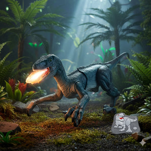 Juguete Dinosaurio Velociraptor Bota Humo y Control Remoto para Niños