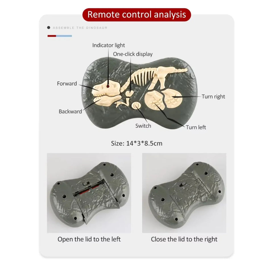 Juguete Dinosaurio Velociraptor Bota Humo y Control Remoto para Niños